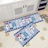 2Pcs Kitchen And Bathroom Non-Slip Floor Mat Set 40x120 And 40x60 Blue - Shop N Save