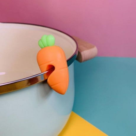 Silicone Heat Resistant Splash Proof Pot Lid Holder Carrot Design - Shop N Save