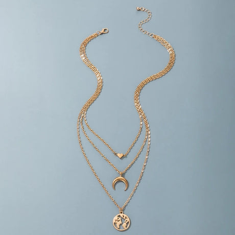Tocona Bohemian Moon &amp; Heart Necklace: Multi-layer Chain Choker Jewelry - Shop N Save