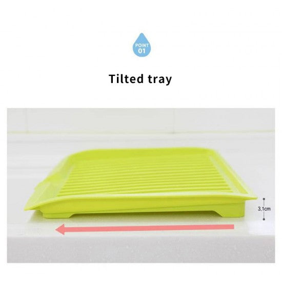 Sink Side Drip Sloping Draining Storage Rack Tray Kitchen Green - Shop N Save