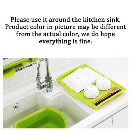 Sink Side Drip Sloping Draining Storage Rack Tray Kitchen Green - Shop N Save