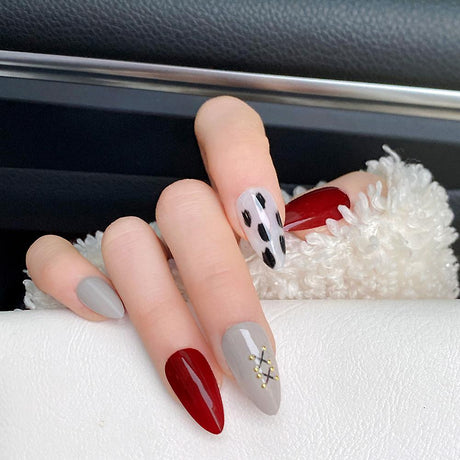 24pcs Eggshell Pattern Long Fake Nails: Time-Saving Sweet Design - Shop N Save