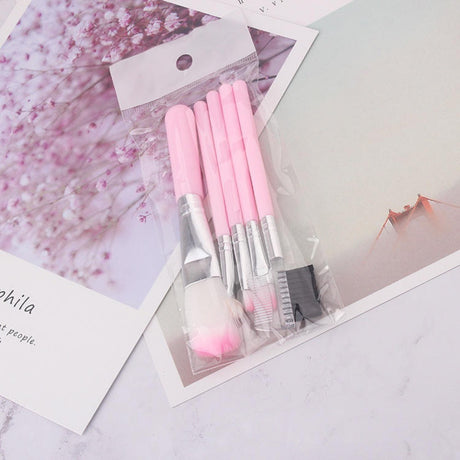 5 Pcs Professional Makeup Brush Set for Foundation Eye Shadow - Pink