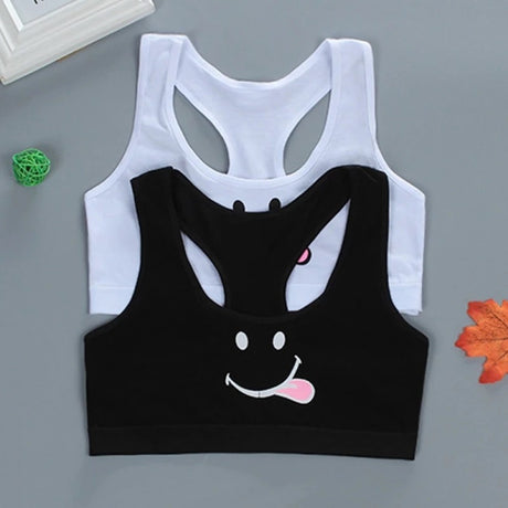 Women Cotton Sport Training Bra Cartoon Smiley - Black - Shop N Save