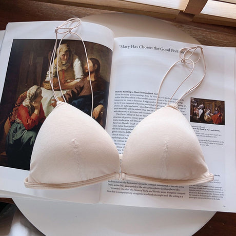 Triangle Cup Front Buckle Spaghetti Strap Bra - White - Shop N Save