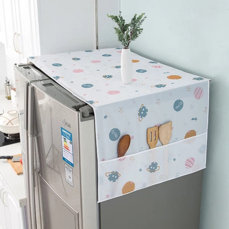 Refrigerator Dust Proof Printed Cover With Storage Bag Washable - Multicolor