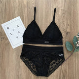 Classy Lace Underwear Suit V-Neck Hollow Out - Black - Shop N Save