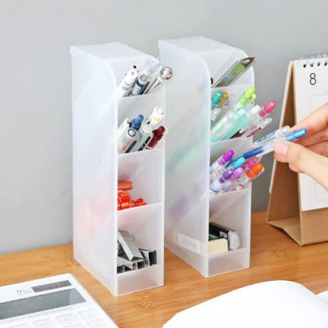 1PCS Capacity Pen Holder Multi-function 4 Pot Storage Rack - Black