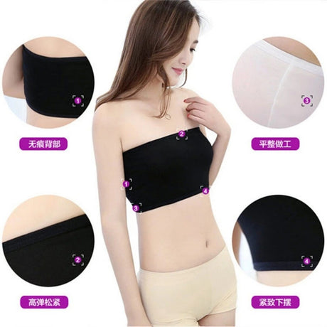 Strapless Breathable Thin Soft Ice Silk Wrapped Bra - Black - Shop N Save