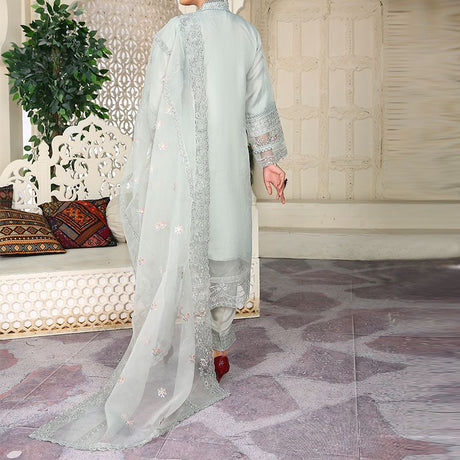 3 Piece Fancy Embroidery Dress - Stylish Light Weight Chiffon Organza Fabric Suit Indian Pakistani Fancy Embroidered Dress For Events Party Outdoor Dress - Green - Shop N Save