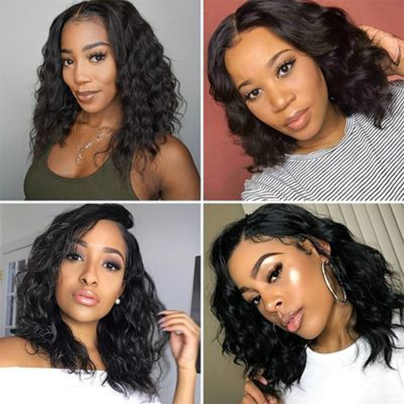 Short Curly Hair Wig - Middle-Parted Corn Perm