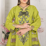 2 Piece Kurti Salwar Embroidery Set - Pure Cotton Collection Stylish Solid Color Light Weight Cotton Fabric Suit Top Bottom Salwar Kameez Indian Pakistani Embroidered Suit For Event Party Outdoor Dress - Green - Shop N Save