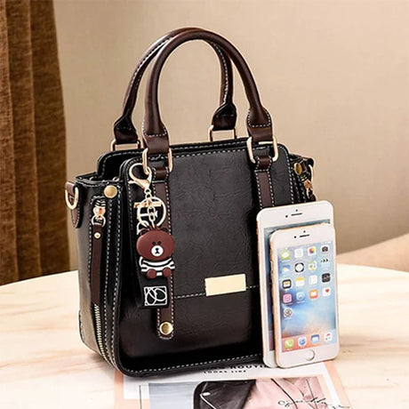 Trendy Black PU Handbag: Stylish, Spacious, Premium Quality, Versatile Chic - Shop N Save