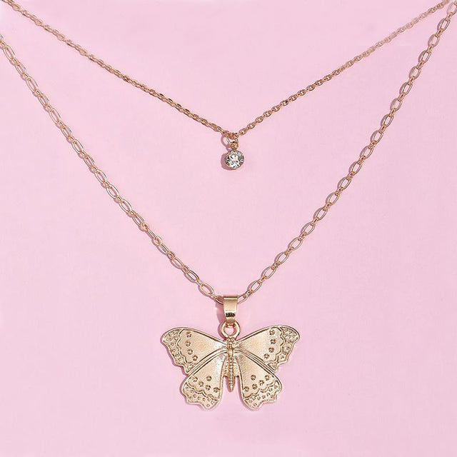Butterfly Pendant Necklace - Versatile, Multi-Layer - Shop N Save