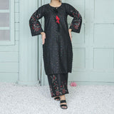 2 Piece Kurti Salwar Embroidery Set - Pure Cotton Collection Stylish Solid Color Light Weight Cotton Fabric Suit Top Bottom Salwar Kameez Indian Pakistani Embroidered Suit For Event Party Outdoor Dress - Black - Shop N Save