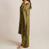 2 Piece Digital Print Kurti Salwar Set - Pure Cotton Collection Stylish Light Weight Cotton Fabric Suit Top Bottom Salwar Kameez Indian Pakistani Printed Suit For Casual Outdoor Dress - Dark Green - Shop N Save