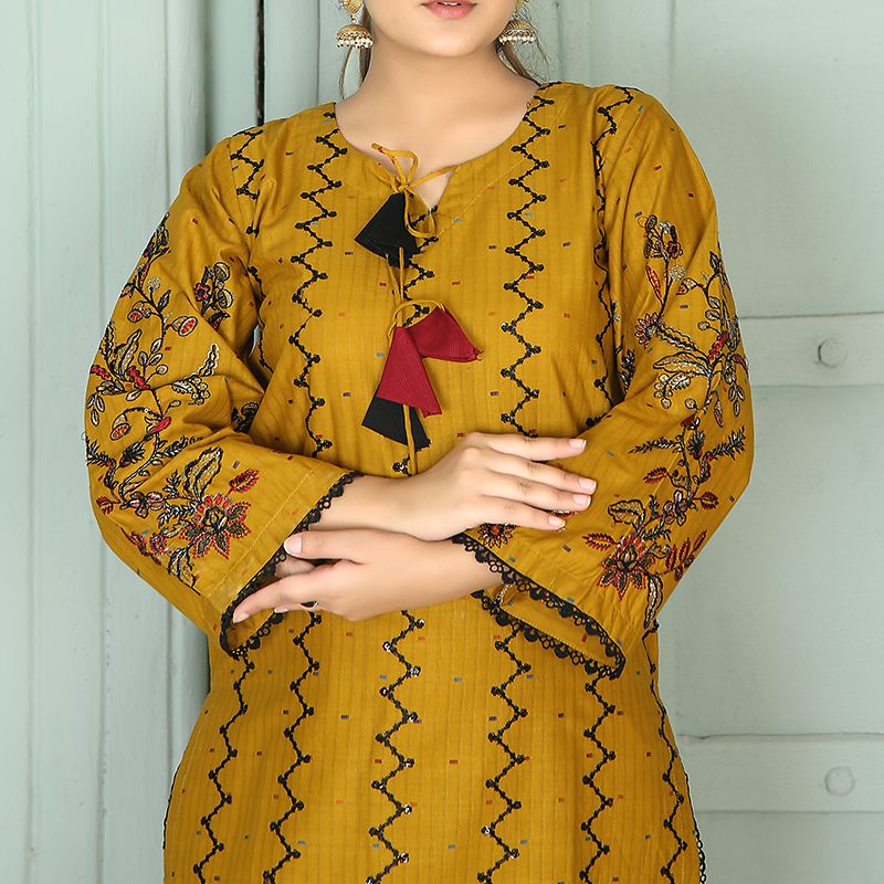 2 Piece Kurti Salwar Embroidery Set - Pure Cotton Collection Stylish Solid Color Light Weight Cotton Fabric Suit Top Bottom Salwar Kameez Indian Pakistani Embroidered Suit For Event Party Outdoor Dress - White - Shop N Save