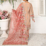 3 Piece Fancy Embroidery Dress - Stylish Light Weight Chiffon Organza Fabric Suit Indian Pakistani Fancy Embroidered Dress For Events Party Outdoor Dress - Light Pink - Shop N Save