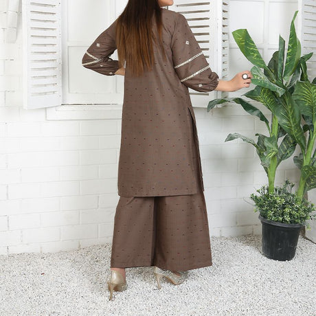 2 Piece Kurti Salwar Embroidery Set - Pure Cotton Collection Stylish Solid Color Light Weight Cotton Fabric Suit Top Bottom Salwar Kameez Indian Pakistani Embroidered Suit For Event Party Outdoor Dress - Khaki - Shop N Save