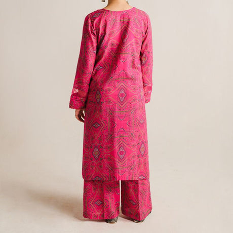 2 Piece Digital Print Kurti Salwar Set - Pure Cotton Collection Stylish Light Weight Cotton Fabric Suit Top Bottom Salwar Kameez Indian Pakistani Printed Suit For Casual Outdoor Dress - Dark Pink - Shop N Save