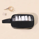 Black See-Through Travel Bag: Double Handle, Synthetic Leather, Stylish Organizer - Shop N Save