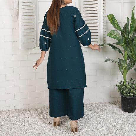 2 Piece Kurti Salwar Embroidery Set - Pure Cotton Collection Stylish Solid Color Light Weight Cotton Fabric Suit Top Bottom Salwar Kameez Indian Pakistani Embroidered Suit For Event Party Outdoor Dress - Dark Blue - Shop N Save