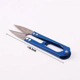 Stainless Steel U Shape Use Scissors Thread Cut Blue
