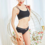 Soft Cotton Seamless Underwear Padded Bra - Black - Shop N Save