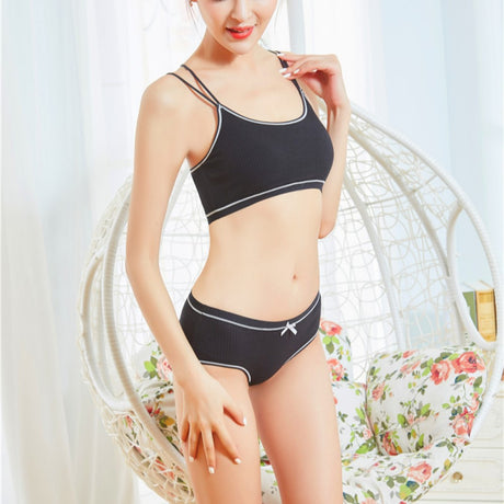 Soft Cotton Seamless Underwear Padded Bra - Black - Shop N Save