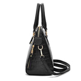 Ladies Fashion Crocodile Pattern Handbag - Wine Red - Shop N Save
