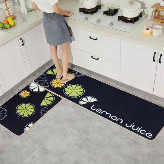 2Pcs Non-Slip Floor Mat 40x120 And 40x60 - Black