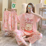 3 Pcs Nightwear Pajama Shorts Sets For Women Sleepwear Pink