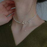 Vintage Butterfly Faux Pearl Necklace: Women's Party Clavicle Chain - Shop N Save