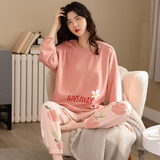 Printed Pajamas Set For Women Sleepwear Homewear Nightwear Peach