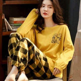 Printed Pajamas Set for Women Sleepwear Homewear Nightwear Yellow