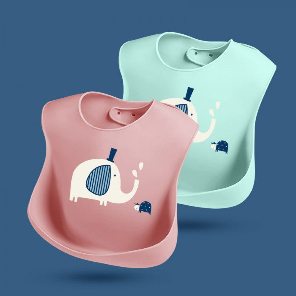 New Born Soft Waterproof Three-Dimensional Pouch Silicone Bib - blue - Shop N Save