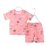 Children’s Short-Sleeved Shorts Suit New Born Boys And Girls Baby Summer T-Shirt Matching Set - Pink - Shop N Save