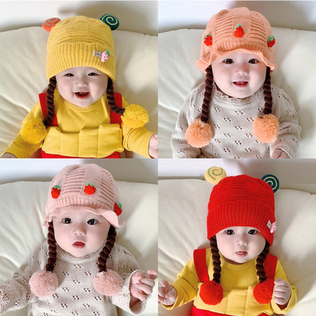 Ear Protection Wool Knitting Head Warm Windproof New Born Hat - Red - Shop N Save