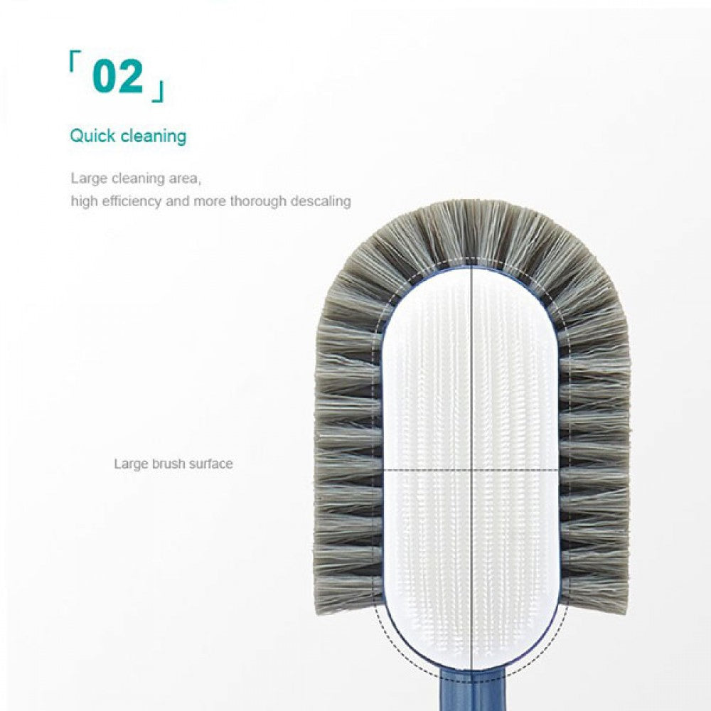 Soft Hair Household Long Handle Three-Sided Shoe Brush - Blue