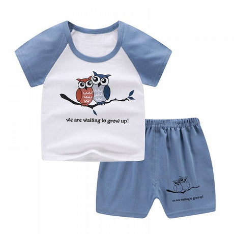 Breathable New Born Short Sleeve Two Piece Cotton Outfit Matching Set - Shop N Save