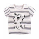 3-6 Months Infant Baby Boy T-Shirt - Newborn Baby Girls Cartoon Print Short Sleeves Round Neck T-Shirt For Kids - Black And White - Shop N Save
