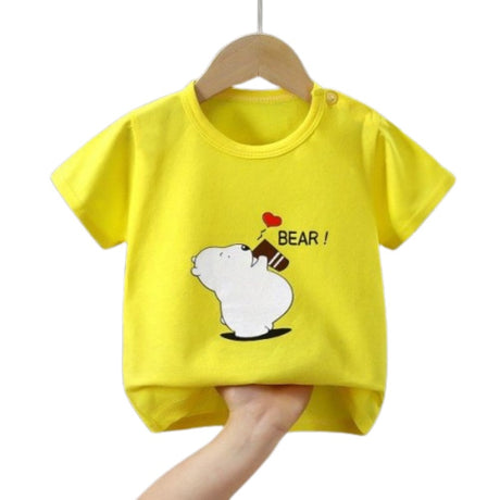 New Born Pure Cotton Short-Sleeved T-Shirt 0-7 Months Old - Yellow - Shop N Save