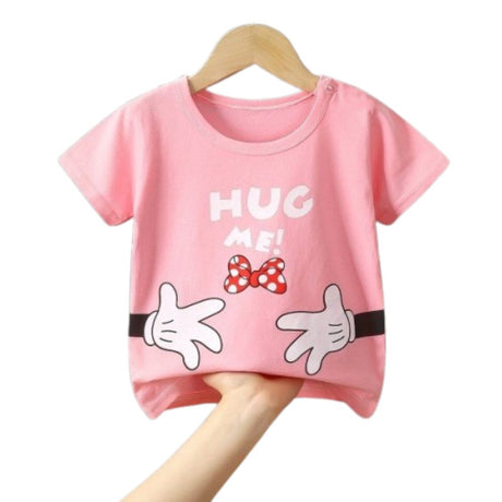 New Born Pure Cotton Short-Sleeved T-Shirt 0-7 Years Old - Pink - Shop N Save