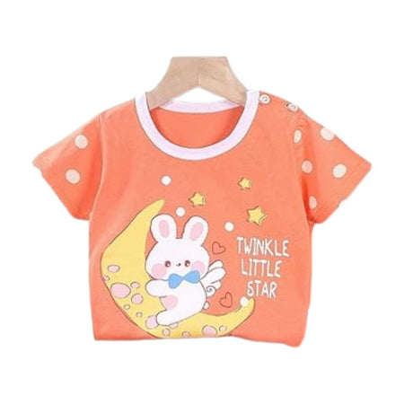 New Born Pure Cotton Short-Sleeved T-Shirt 0-7 Months Old - Orange - Shop N Save