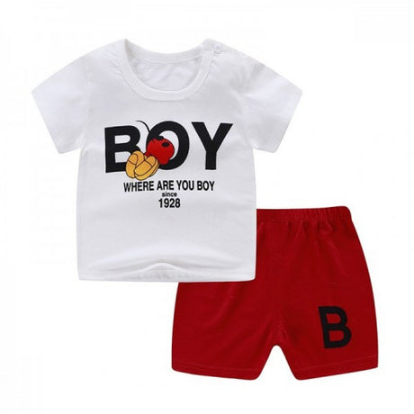 Breathable New Born Short Sleeve Two Piece Cotton Outfit Matching Set - Shop N Save