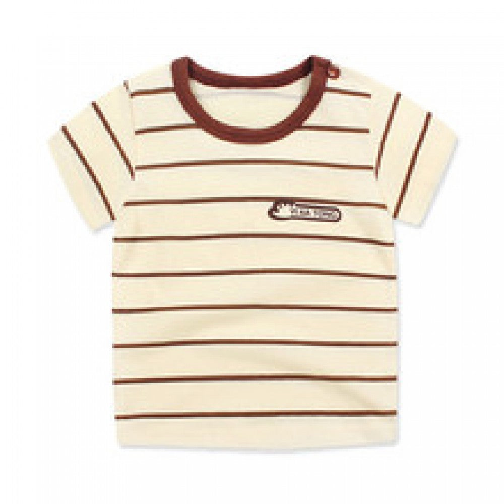 3-6 Months Infant Baby Boy T-Shirt - Newborn Baby Girls Short Sleeves Round Neck T-Shirt For Kids - Light Yellow - Shop N Save