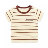 3-6 Months Infant Baby Boy T-Shirt - Newborn Baby Girls Short Sleeves Round Neck T-Shirt For Kids - Light Yellow - Shop N Save