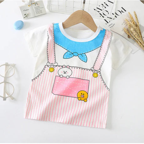 New Born Pure Cotton Short-Sleeved T-Shirt 0-7 Months Old - Pink - Shop N Save