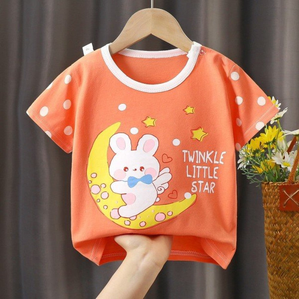 New Born Pure Cotton Short-Sleeved T-Shirt 0-7 Months Old - Orange - Shop N Save