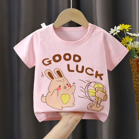 New Born Pure Cotton Short-Sleeved T-Shirt 0-7 Months Old - Pink - Shop N Save